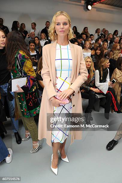 Model Eva Herzigova attends the Mary Katrantzou show during London Fashion Week Spring/Summer collections 2017 on September 18, 2016 in London,...