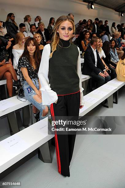 Olivia Palermo attends the Mary Katrantzou show during London Fashion Week Spring/Summer collections 2017 on September 18, 2016 in London, United...