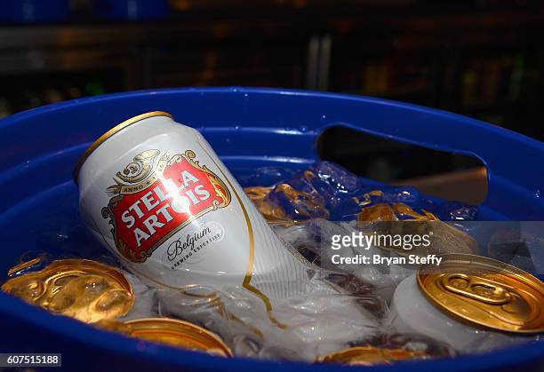 Cans of Stella Artois are displayed during the Las Vegas Food & Wine Festival at the SLS Las Vegas Hotel on September 17, 2016 in Las Vegas, Nevada.