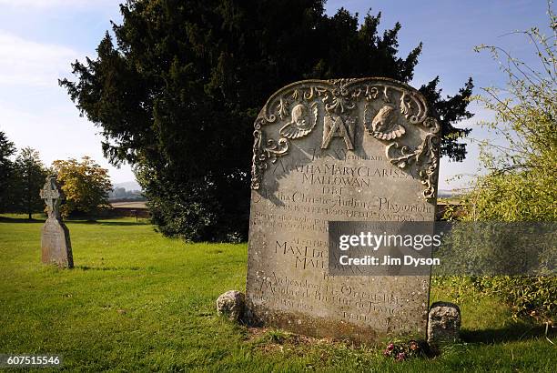 The grave of novelist Agatha Christie at St. Mary's Church, Cholsey, on September 21, 2010 in Oxfordshire, England. Dead Famous is a journey through...