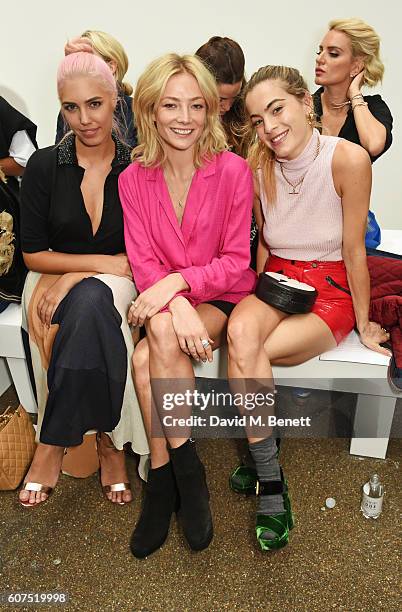 Amber Le Bon, Clara Paget and Chelsea Leyland attend the Topshop Unique show during London Fashion Week Spring/Summer Collections 2017 at Old...