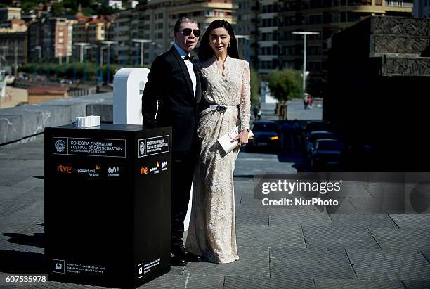 Feng Xiaogang and Fan Bingbing attends 'I am not madame Bobary' premiere during 64th San Sebastian International Film Festival at Kursaal Palace on...