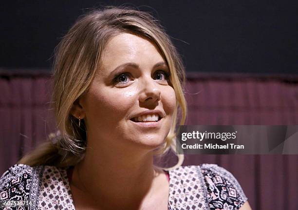 Collette Wolfe speaks onstage during the screening of Monterey Media's "A Beautiful Now" held at Laemmle's Music Hall 3 on September 17, 2016 in...