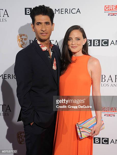 Raza Jaffrey and Lara Pulver arrive at the BBC America BAFTA Los Angeles TV Tea Party at The London Hotel on September 17, 2016 in West Hollywood,...