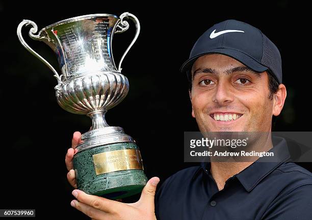 Francesco Molinari of Italy poses with the trophy after winning the Italian Open at Golf Club Milano - Parco Reale di Monza on September 18, 2016 in...