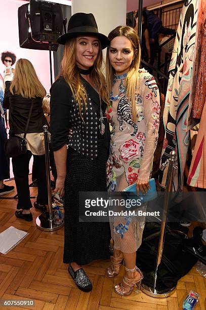 Maria Hatzistefanis poses with designer Alice Temperley backstage following the Temperley London SS17 show sponsored by Rodial at London Fashion Week...