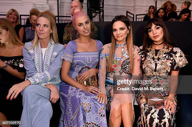 Alice Naylor-Leyland, Amber Le Bon, Maria Hatzistefanis and Zara Martin pose as they attend the Temperley London SS17 show sponsored by Rodial at...