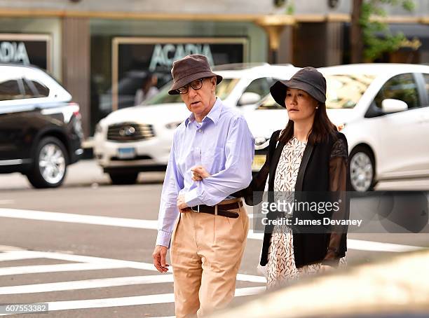 Woody Allen and Soon-Yi Previn seen on the streets of Manhattan on September 17, 2016 in New York City.