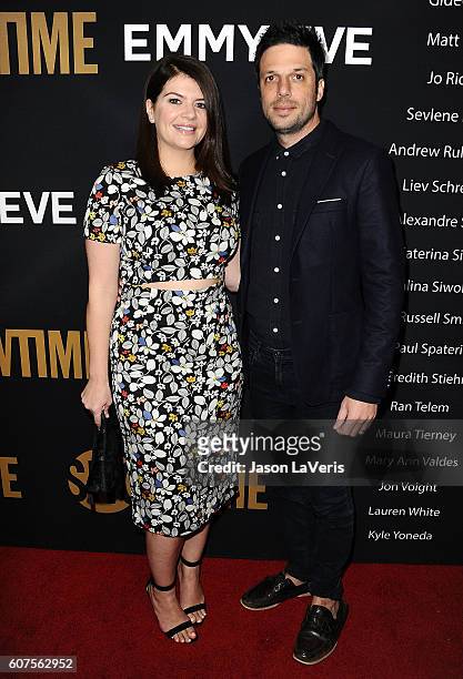 Actress Casey Wilson and husband David Caspe attend the Showtime Emmy eve party at Sunset Tower on September 17, 2016 in West Hollywood, California.