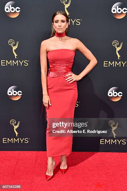 Personality Renee Bargh attends the 68th Annual Primetime Emmy Awards at Microsoft Theater on September 18, 2016 in Los Angeles, California.