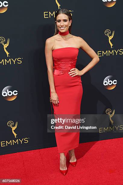 Personality Renee Bargh arrives at the 68th Annual Primetime Emmy Awards at the Microsoft Theater on September 18, 2016 in Los Angeles, California.