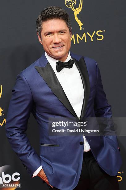 Personality Louis Aguirre arrives at the 68th Annual Primetime Emmy Awards at the Microsoft Theater on September 18, 2016 in Los Angeles, California.