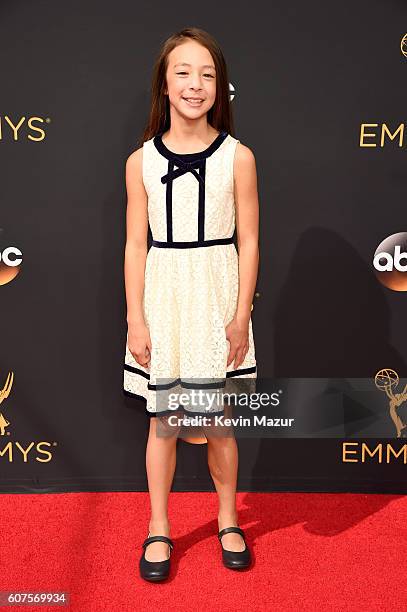 Actress Aubrey Anderson-Emmons attends the 68th Annual Primetime Emmy Awards at Microsoft Theater on September 18, 2016 in Los Angeles, California.