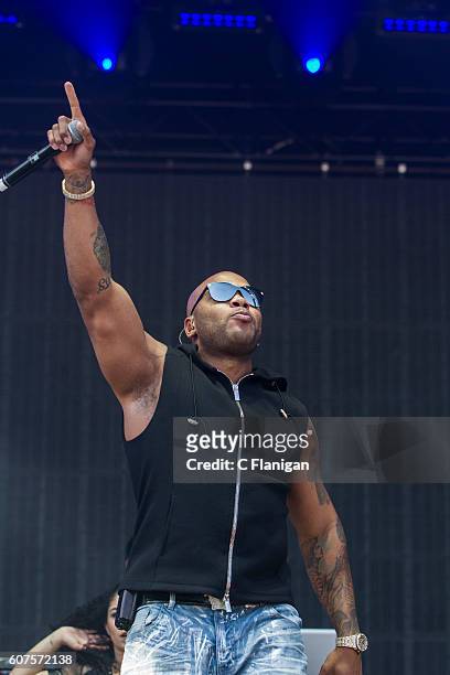 Hip-hop artist Flo Rida performs on the Grandview Stage at the 2016 KAABOO Del Mar at the Del Mar Fairgrounds on September 17, 2016 in Del Mar,...