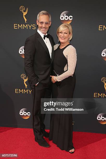 Actors Michel Gill and Jayne Atkinson attend the 68th Annual Primetime Emmy Awards at Microsoft Theater on September 18, 2016 in Los Angeles,...