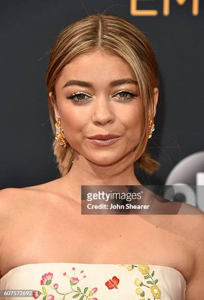 Actress Sarah Hyland arrives at the 68th Annual Primetime Emmy Awards at Microsoft Theater on September 18, 2016 in Los Angeles, California.