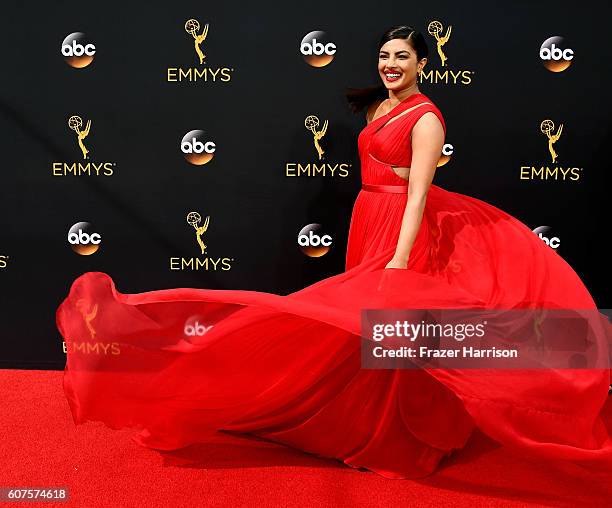 Actres Priyanka Chopra attends the 68th Annual Primetime Emmy Awards at Microsoft Theater on September 18, 2016 in Los Angeles, California.