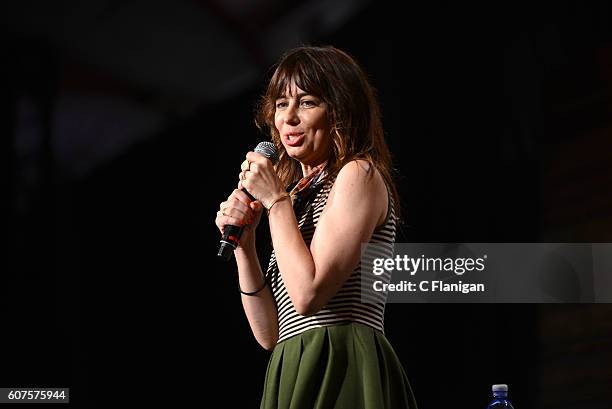 Comedian Natasha Leggero performs on the Humor Me stage during KAABOO Del Mar at the Del Mar Fairgrounds on September 18, 2016 in Del Mar, California.