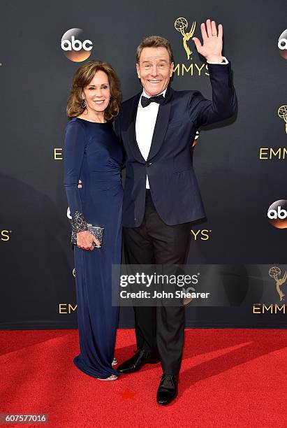 Actor Bryan Cranston and Tobin Dearden arrive at the 68th Annual Primetime Emmy Awards at Microsoft Theater on September 18, 2016 in Los Angeles,...