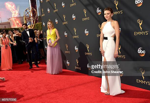 Actress Aimee Teegarden arrives at the 68th Annual Primetime Emmy Awards at Microsoft Theater on September 18, 2016 in Los Angeles, California.