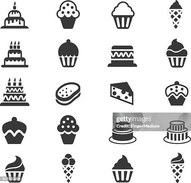 cakes and cupcakes icon set - bundt cake stock illustrations
