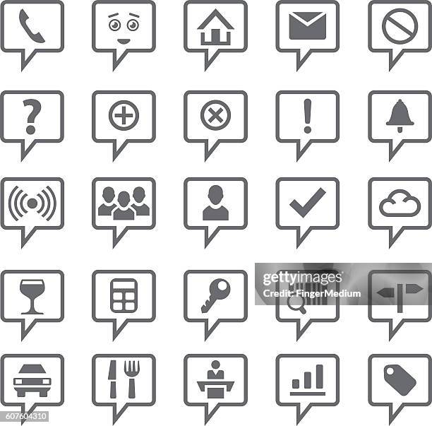 chat icon set - security smiling stock illustrations