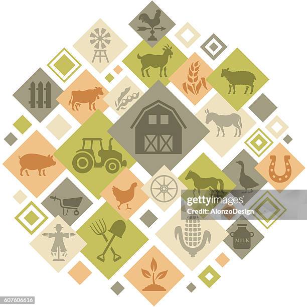 farm montage - dairy goat stock illustrations