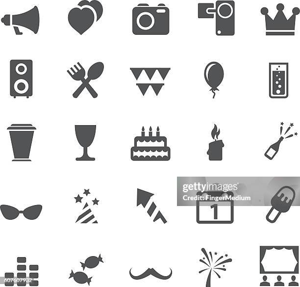 party icons - happy birthday silhouette stock illustrations