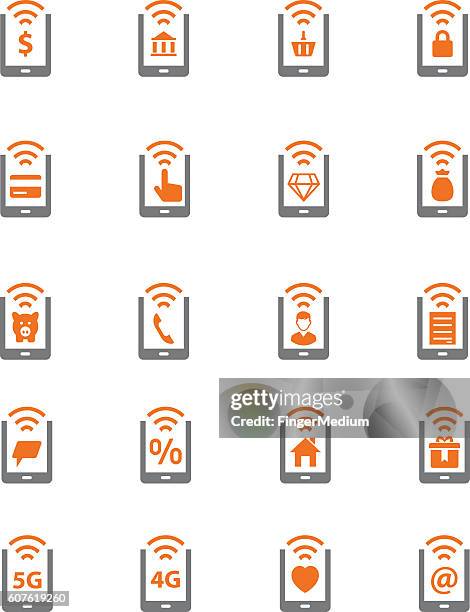 mobile icon set - parcel tracking stock illustrations