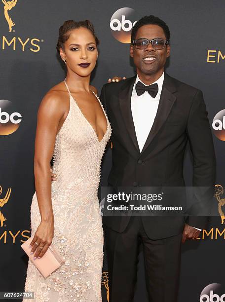 Actors Chris Rock and Megalyn Echikunwoke attends the 68th Annual Primetime Emmy Awards at Microsoft Theater on September 18, 2016 in Los Angeles,...