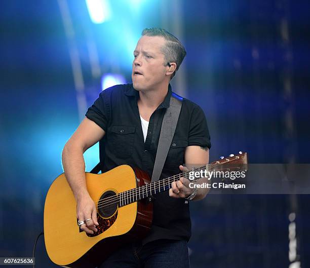 Singer Jason Isbell performs on the Trestles stage during KAABOO Del Mar at the Del Mar Fairgrounds on September 18, 2016 in Del Mar, California.