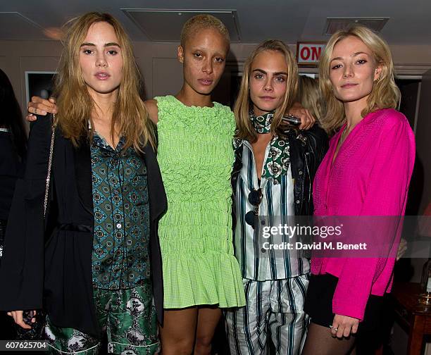 Suki Waterhouse, Adwoa Aboah, Cara Delevingne and Clara Paget attends the launch of i-D's 'The Female Gaze' issue hosted by Holly Schkleton and Adwoa...