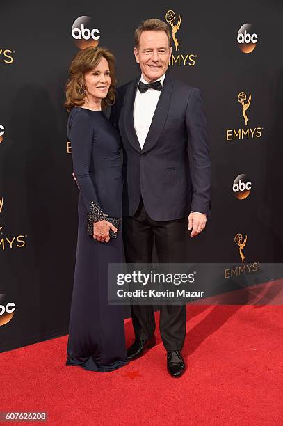Actors Robin Dearden and Bryan Cranston attend the 68th Annual Primetime Emmy Awards at Microsoft Theater on September 18, 2016 in Los Angeles,...