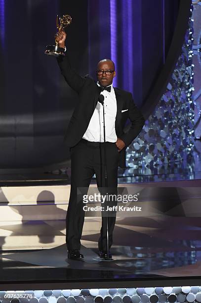 Actor Courtney B. Vance accepts the award for Outstanding Lead Actor in a Limited Series or Movie for "The People v. O. J. Simpson: American Crime...