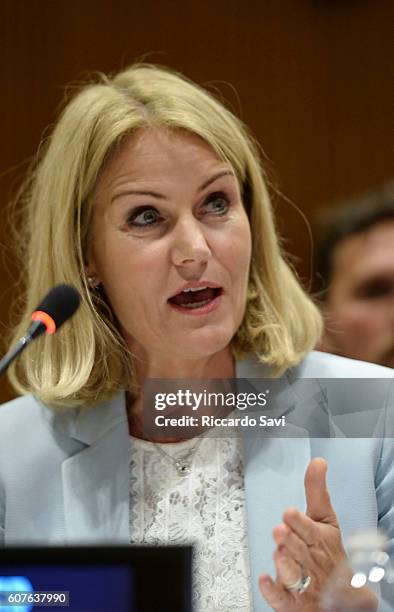 Former Prime Minister of Denmark Helle Thorning Schmidt speaks on September 18, 2016 in New York City.