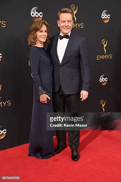 Actors Robin Dearden and Bryan Cranston attend the 68th Annual Primetime Emmy Awards at Microsoft Theater on September 18, 2016 in Los Angeles,...