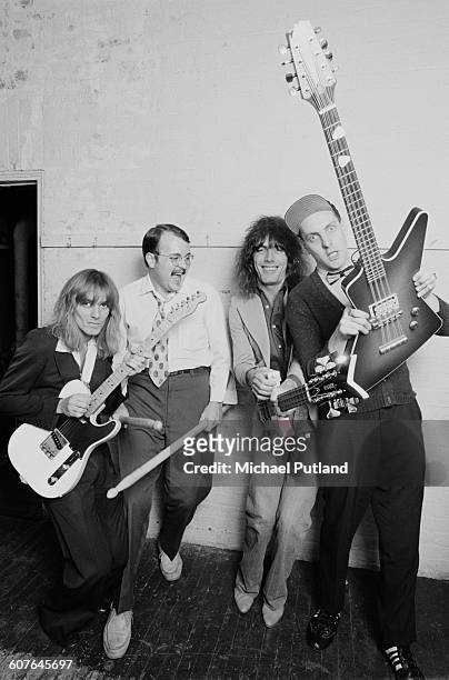 American rock group Cheap Trick, USA, 1977. Left to right: singer Robin Zander, drummer Bun E. Carlos, bassist Tom Petersson and guitarist Rick...