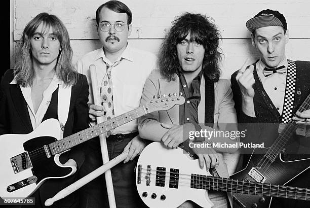 American rock group Cheap Trick, USA, 1977. Left to right: singer Robin Zander, drummer Bun E. Carlos, bassist Tom Petersson and guitarist Rick...