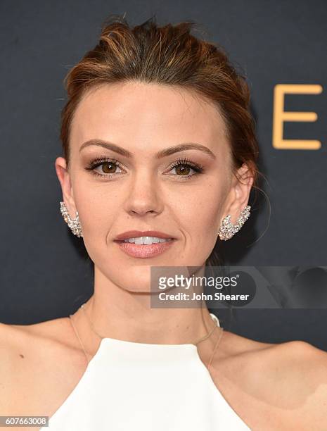 Aimee Teegarden arrives at the 68th Annual Primetime Emmy Awards at Microsoft Theater on September 18, 2016 in Los Angeles, California.