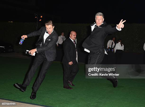 Dancer Derek Hough and Bruce R. Hough attend the 68th Annual Primetime Emmy Awards Governors Ball at Microsoft Theater on September 18, 2016 in Los...