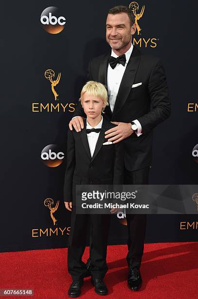 Actor Liev Schreiber and Alexander Schreiber attend 68th Annual Primetime Emmy Awards at Microsoft Theater on September 18, 2016 in Los Angeles,...