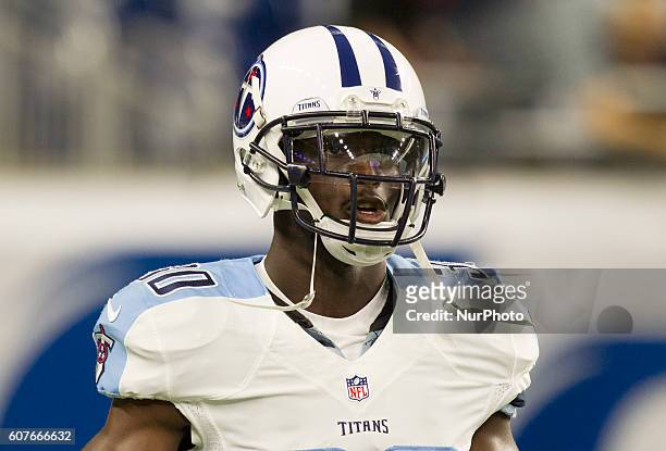 Tennessee Titans cornerback Jason McCourty is shown during the first half of an NFL football game against the Detroit Tigers in Detroit, Michigan...