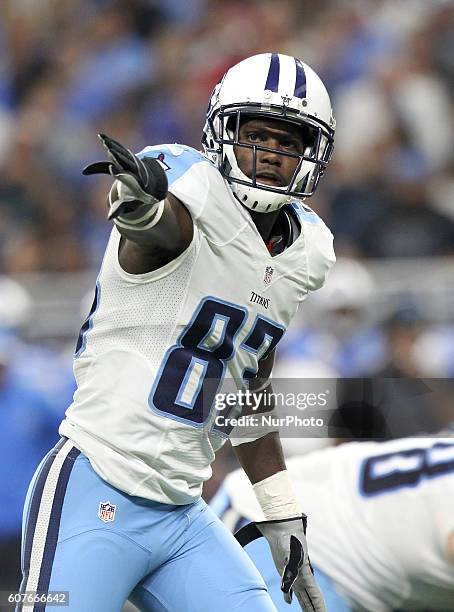 Tennessee Titans wide receiver Harry Douglas is shown during the second half of an NFL football game against the Detroit Lions in Detroit, Michigan...