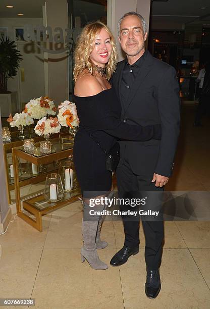 Jose Stemkens and Titus Welliver attend Amazon's Emmy Celebration at Sunset Tower Hotel West Hollywood on September 18, 2016 in West Hollywood,...