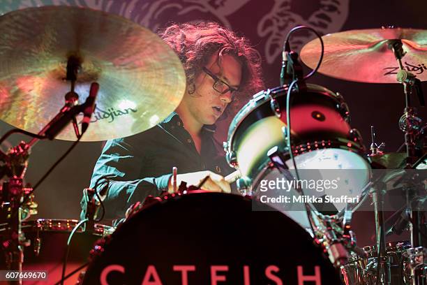 Drummer Robert Hall of Catfish and the Bottlemen performs at The Fillmore on September 18, 2016 in San Francisco, California.