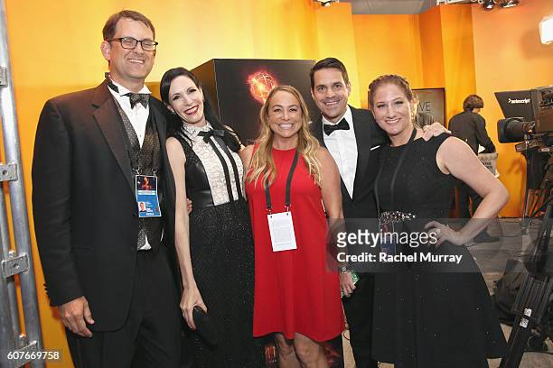 IMDb's Scott Roesch, Host Jill Kargman, IMDb's Emily Glassman, host Dave Kargan and IMDb's Shara Angell attends IMDb Live After The Emmys, presented...