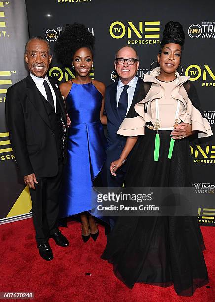 Al Sharpton, Teyonah Parris, Brad Siegel, and Tichina Arnold attends 2016 Triumph Awards presented by National Action Network and TV One at The...