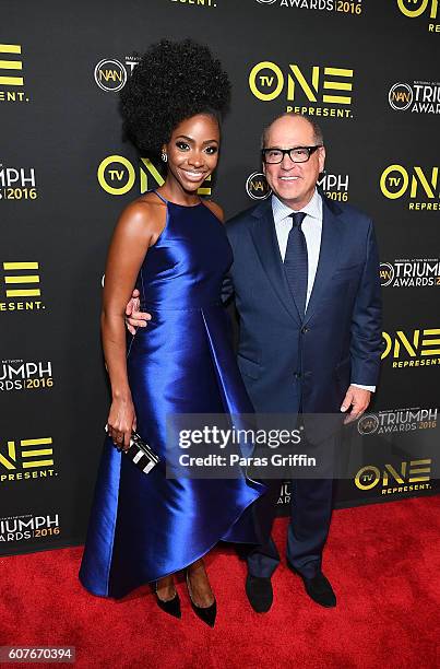 Actress Teyonah Parris and TV One President Brad Siegel attend 2016 Triumph Awards presented by National Action Network and TV One at The Tabernacle...