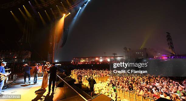 General view during the Jack Johnson set on the Sunset Cliffs Stage during the 2016 KAABOO Del Mar at the Del Mar Racetrack on September 18, 2016 in...