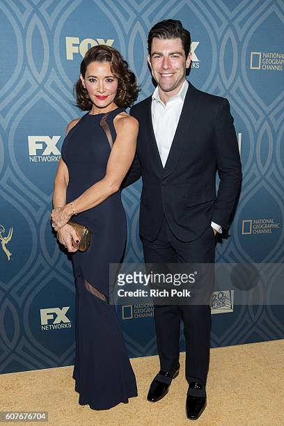 Max Greenfield and wife Tess Sanchez attend the FOX Broadcasting Company, FX, National Geographic And Twentieth Century Fox Television's 68th...